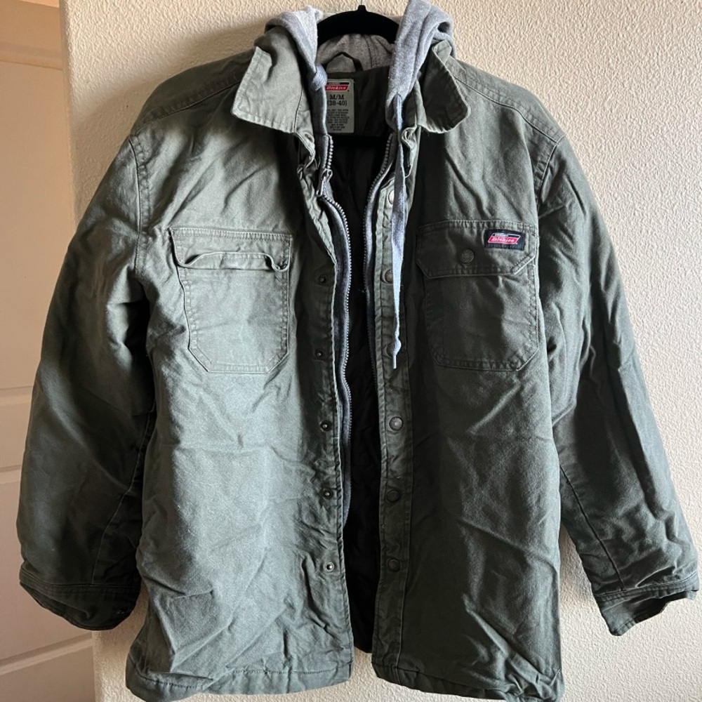 Dickies Olive Green Military Field Jacket with Gray Hood